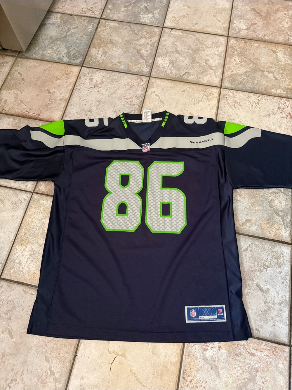 Men’s Zach Miller NFL Seattle Seahawks Navy and Lime #86 Men's Football Jersey
